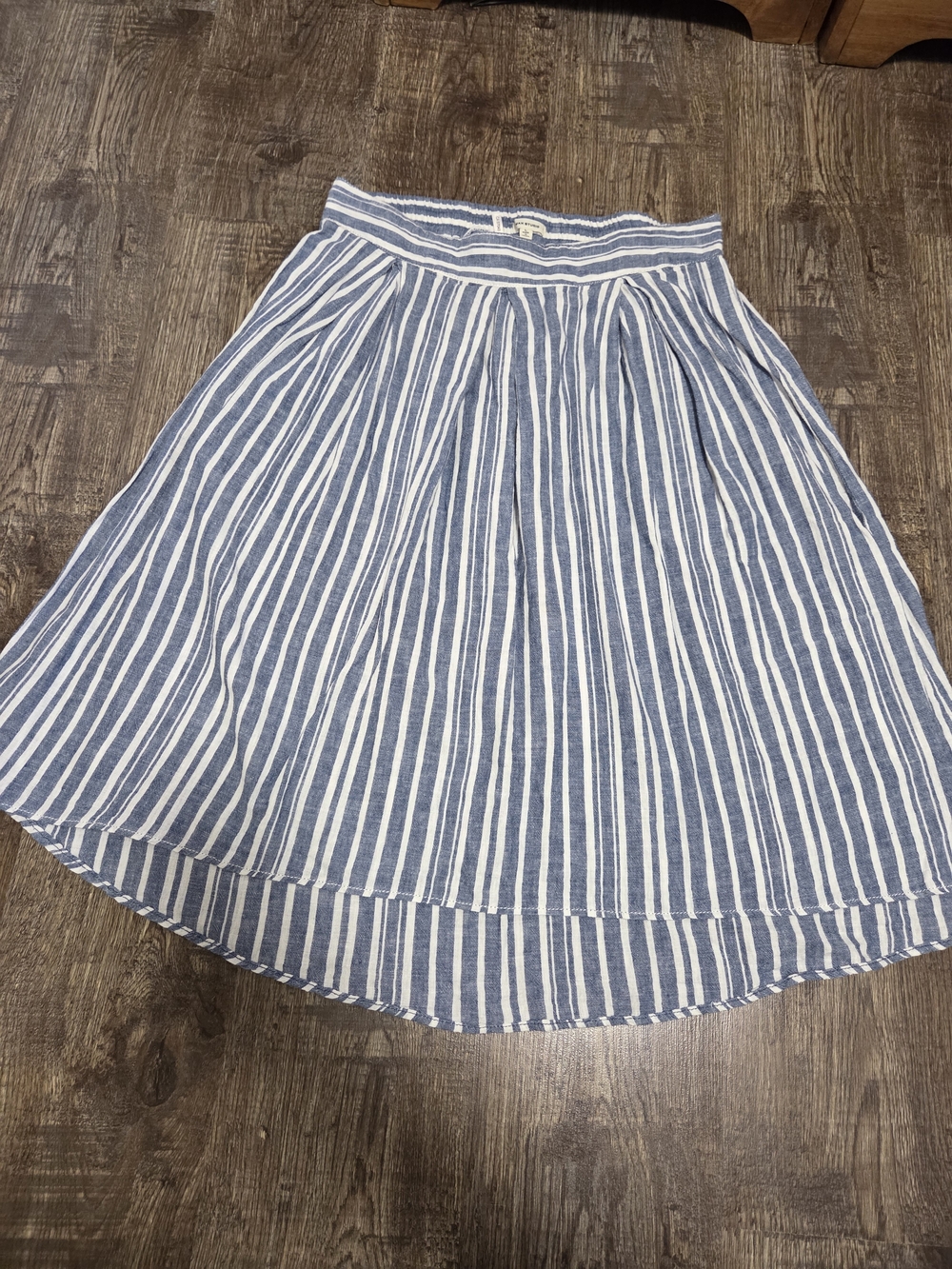 Max Studio Blue and White Striped High-Low Skirt